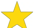 Large golden yellow five-point star with clear points centered on a pure white background.
