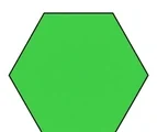 Large green hexagon with six straight sides and clear corners centered on a pure white background.
