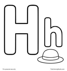 Uppercase H and lowercase h with a small hat on a white background.