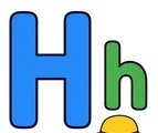 Uppercase H and lowercase h with a small hat on a white background.