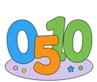 Large numbers 0, 5, and 10 grouped together with simple counting accents on a white background.