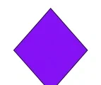 Large purple diamond with four straight sides and pointed corners centered on a pure white background.