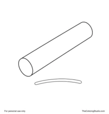 Single yellow chalk stick with rounded ends and one short curved chalk line.