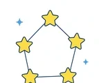 Simple constellation with rounded connected stars and tiny twinkles on a white background.