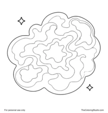 Rounded nebula cloud with small twinkle marks and clean flat colors on a white background.