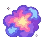 Rounded nebula cloud with small twinkle marks and clean flat colors on a white background.