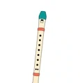 Classic soprano recorder with beak mouthpiece, seven front finger holes, two joint bands, and a flared foot.