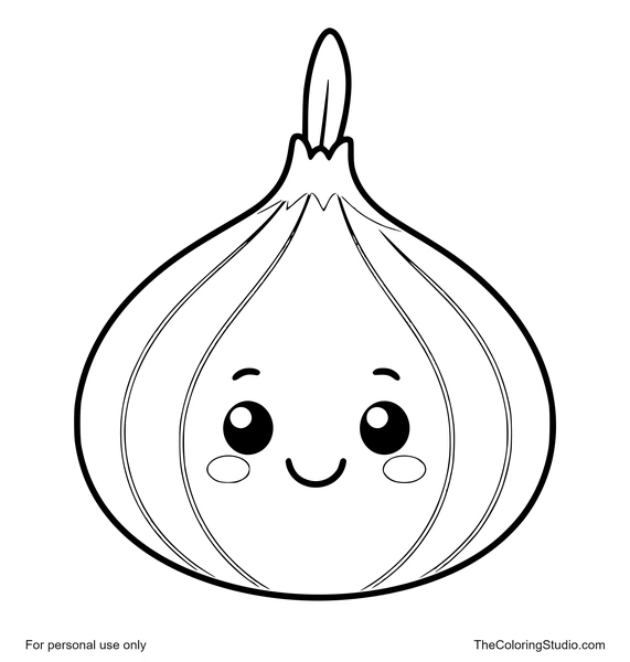smiling purple onion with green sprout