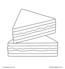 Two triangular sandwich halves stacked with green lettuce, yellow cheese, and red tomato on white.