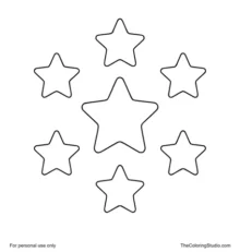 Centered star pattern with rounded stars and clean flat colors on a white background.
