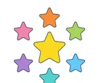 Centered star pattern with rounded stars and clean flat colors on a white background.