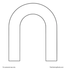 Large turquoise arch with a rounded top and clear inner opening centered on a pure white background.