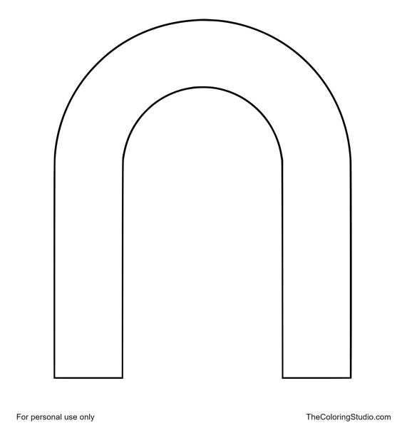 Large turquoise arch with a rounded top and clear inner opening centered on a pure white background.