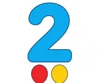Large number 2 with two small balloons below on a white background.