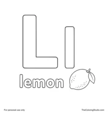 Large uppercase L, smaller lowercase l, the word lemon, and a bright lemon clue on a white background.