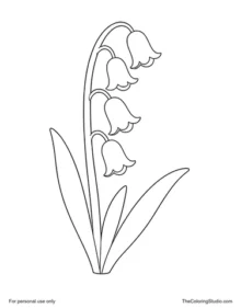 Simple bluebell plant with a few large blue bell-shaped flowers, green leaves, and one curved stem on a white background.